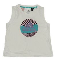 Bílý crop top s logem Adidas