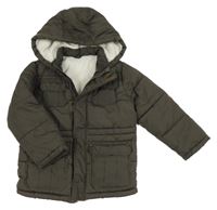 Tmavošedá šusťáková zimní bunda s kapucí 