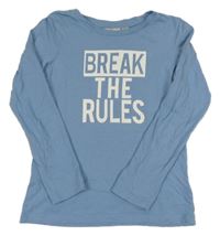 Modré triko s nápisem Alive