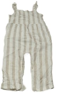 Béžovo-bílý pruhovaný lněný kalhotový overal Primark