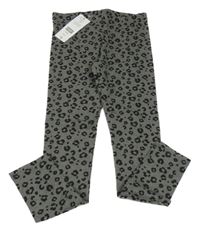 Nové - šedo-černé legíny s leopardím vzorem F&F