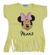 Žluté crop tričko s třásněmi a Minnie LK Lucky