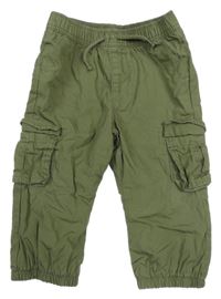 Khaki plátěné cargo cuff kalhoty Primark