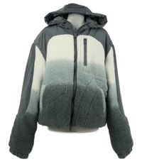 Nové - Dámská šedo-bílá buklé/šusťáková zateplená bunda s kapucí Boohoo