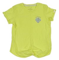 Neonově žluté tričko s mušlí