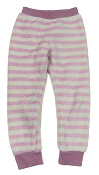 Bílo-světlerůžové pruhované chlupaté pyžamové kalhoty Alive