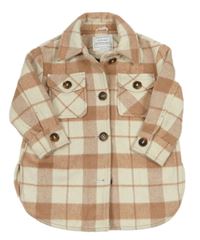 Starorůžovo-smetanová kostkovaná košilová bunda Primark