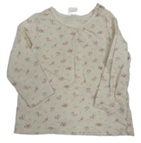 Bílé puntíkaté triko s kytičkami H&M
