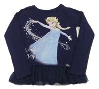 Tmavomodré triko s Elsou s tylem Disney