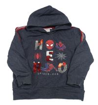 Tmavomodrošedá mikina se Spidermanem, flitry a kapucí zn. Marvel