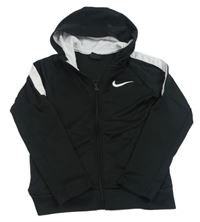 Černo-bílá sportovní propínací mikina s kapucí Nike