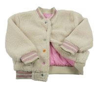 Béžová huňatá zateplená basebalová bunda Dunnes