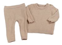 2set - Růžový žebrovaný svetr + pletené tepláky George