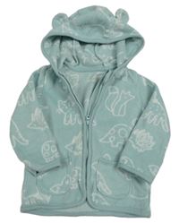 Světlemodrá fleecová propínací mikina s dinosaury a kapucí George