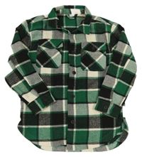 Zeleno-černo-bílá kostkovaná košilová bunda Lindex