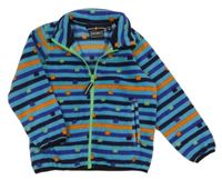 Modro-oranžová pruhovaná fleecová propínací mikina s kostičkami Icepeak