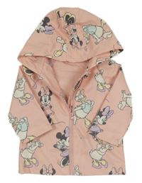 Světlerůžová nepromokavá jarní bunda s Minnie, Daisy a kapucí Disney