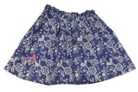Tmavomodrá květovaná sukně