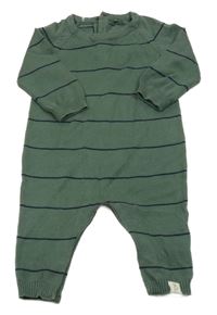 Khaki-tmavomodrý pruhovaný pletený overal George