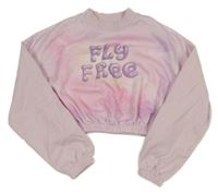 Světlerůžová batikovaná crop mikina s nápisem H&M