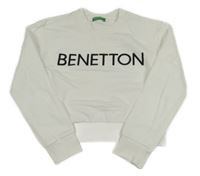 Bílá crop mikina s nápisem Benetton