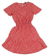 Růžovo-bílé květované šaty New Look