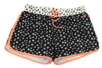 Černo-bílé plážové kraťasy s hvězdami a neonovým lemem Protest