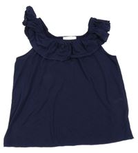 Tmavomodrý top s volánem H&M