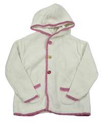 Bílo-růžový propínací svetr s kapucí M&S