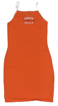 Oranžové šaty s nápisem New Look