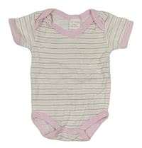 Bílo-růžovo-šedé pruhované body Krisx Kids