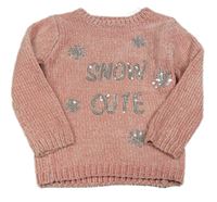 Světlerůžový žinylkový svetr s flitry Primark