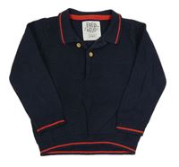 Tmavomodrý polo svetr s proužky F&F