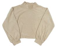 Béžová sametová žebrovaná crop mikina Lindex