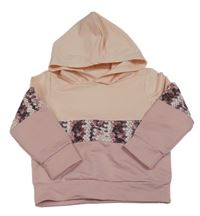 Růžovo-vzorovaná mikina s kapucí Shein 