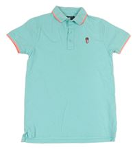 Tyrkysovo-růžové polo tričko s jelenem Next