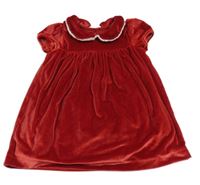 Červené sametové šaty s límečkem M&S