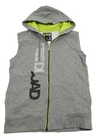 Šedá mikinová propínací vesta s nápisy a kapucí C&A