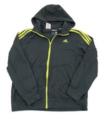 Šedá propínací sportovní mikina s logem a kapucí Adidas