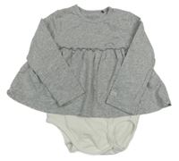 Šedé bavlněné šaty s bílým všitým body BellyButton 