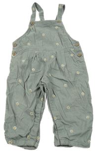 Šedé manšestrové laclové kalhoty s kytičkami Next 