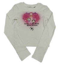 Bílé žebrované crop triko s potiskem H&M