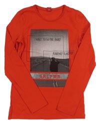 Červené triko s potiskem s. Oliver 