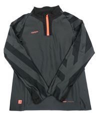 Tmavošedo-černá funkční sportovní mikina s logem Decathlon