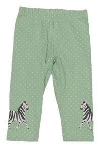 Světlezelené puntíkované legíny se zebrami Topolino 