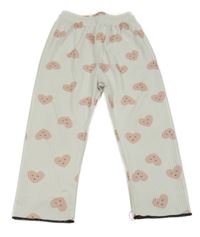 Bílé žebrované kalhoty se srdíčky 