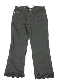 Šedé capri rifle s výšivkou H&M