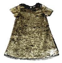 Zlato-černé flitrové společenské šaty Primark