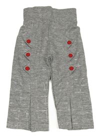 Šedé melírované culottes kalhoty s knoflíčky 