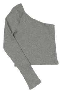 Stříbrný třpytivý žebrovaný crop svetr s jedním rukávem H&M